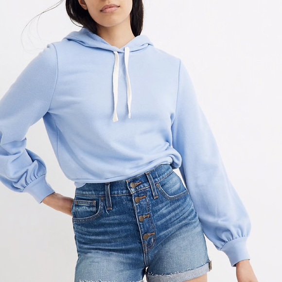 Madewell Bubble-Sleeve Hoodie Crop Sweatshirt - Picture 4 of 12